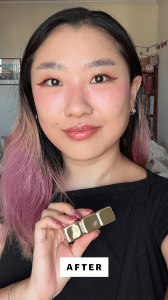 Han after applying the Guerlain KissKiss Bee Glow Lip Balm