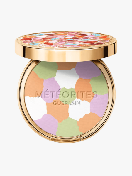 Guerlain Météorites Compact Mattifying & Setting Pressed Powder in branded component on a light gray background